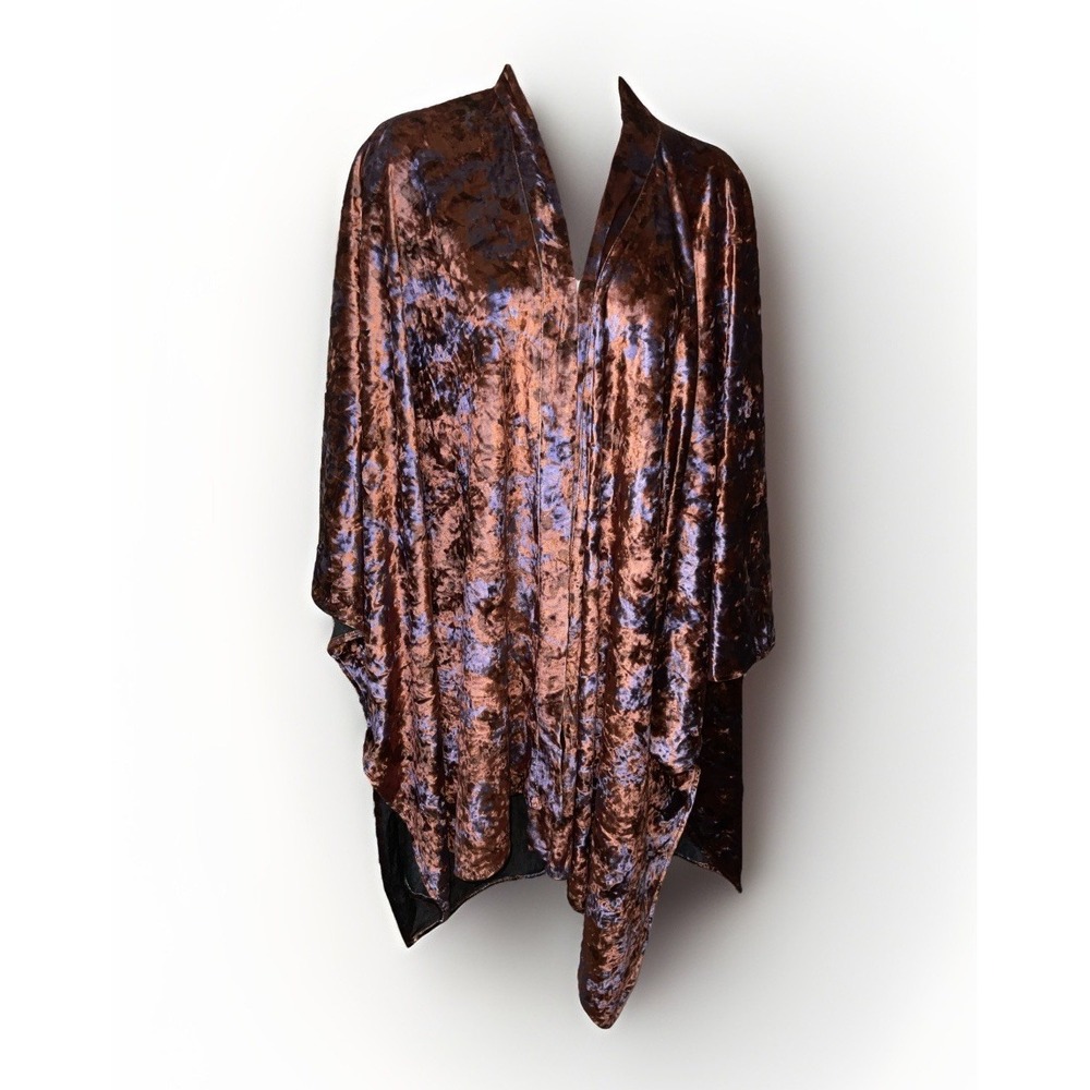 Torrid Velvet Burnout Ruana One Size Kimono Cardigan Copper Brown Boho Festival